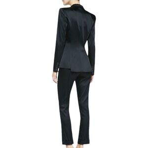 Smythe- Black Satin Cropped Flare Cigarette Pants